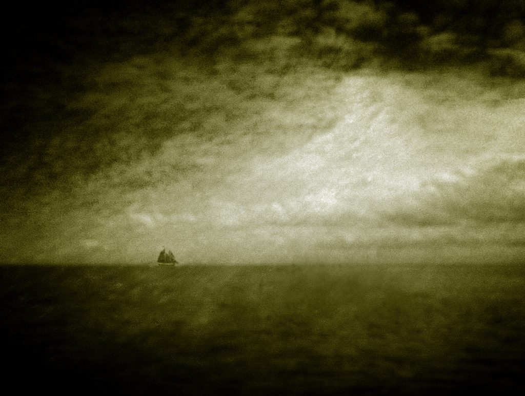 Somewhere on the ocean. Captured on film, but the boat was added later.