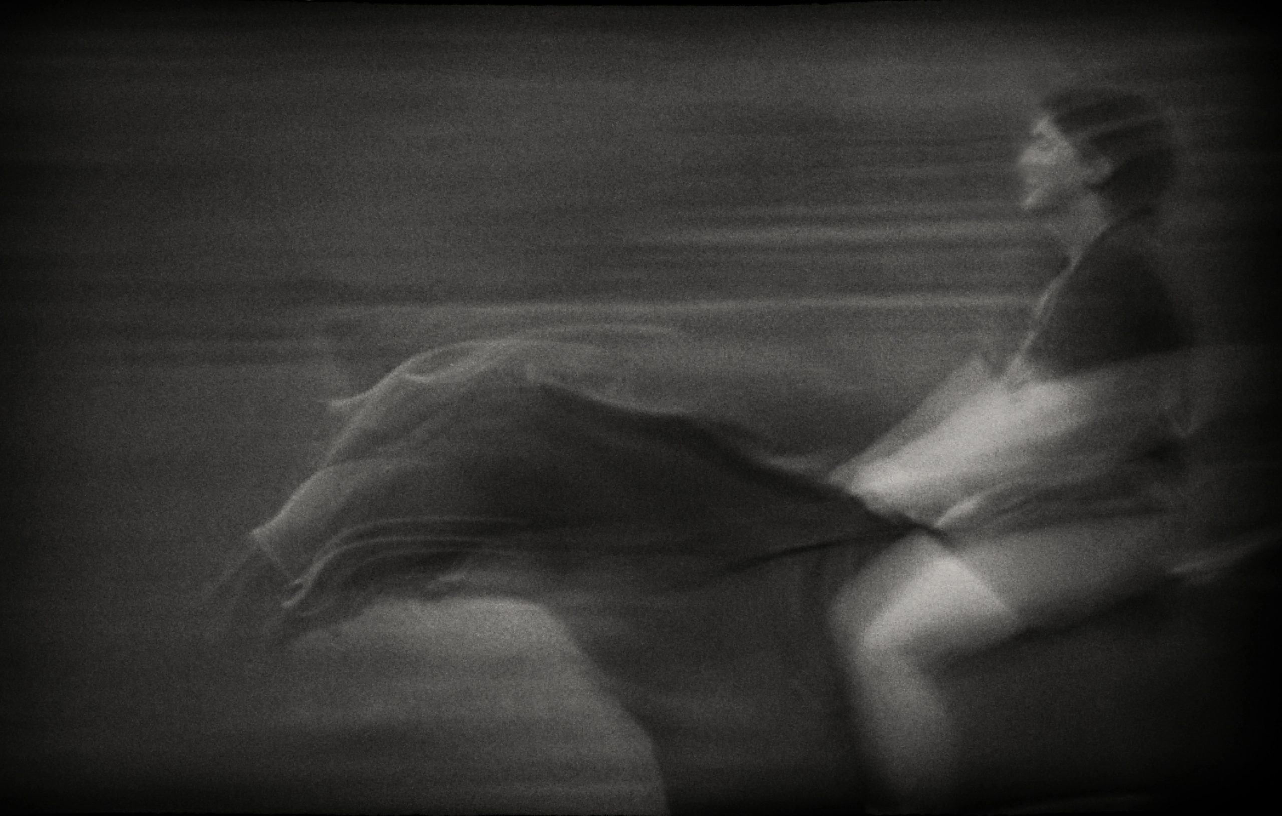 close up of a thoroughbred racehorse and rider during a training session. Captured on film with "in Camera" movement